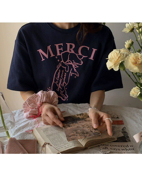 leelin - [[LABEL] 귀여운 멍멍이 배색 레터링 티셔츠 [size:F(55~66반)]]♡韓國女裝上衣