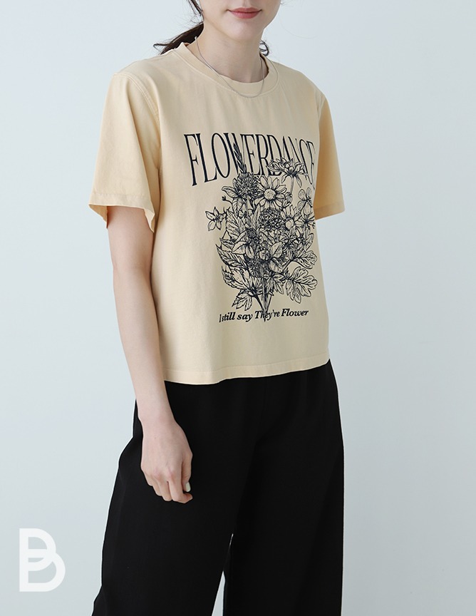 indibrand - 플라워 댄스 티셔츠 (ver. 2)♡韓國女裝上衣