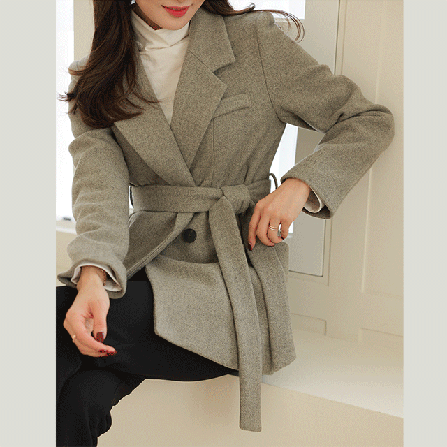 clicknfunny-로랑 울자켓+벨트SET[FREE,L사이즈]♡韓國女裝外套