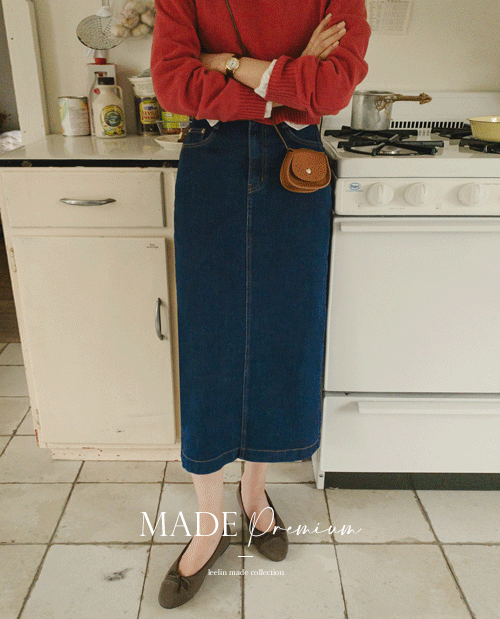 leelin-[[7일만특가 10%세일][최강찰떡/가을데님스커트]MADE PREMIUM아벨라 찰떡 블루 데님스커트[size:S,M,L,XL]]♡韓國女裝裙