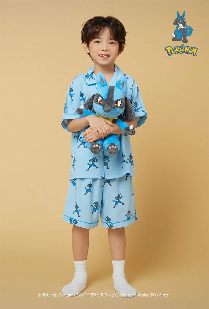 韓國 SPAO X 寵物小精靈 路卡利歐 Short Sleeve Pajamas (BLUE)