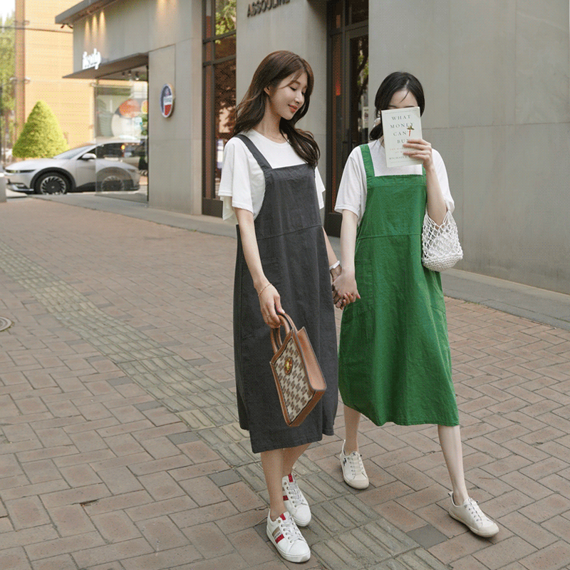 clicknfunny - [이드넷 린넨멜빵원피스]♡韓國女裝連身裙