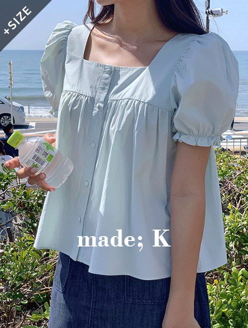 k-club - [자체제작/데이트룩]#봄 로하 스퀘어넥 퍼프 블라우스♡韓國女裝上衣