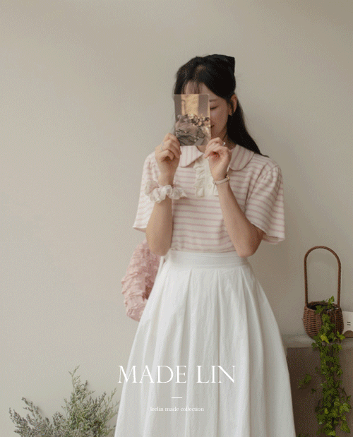 leelin - [[신상 8천원특가]MADE LIN포코 사랑스러운 와플 둥근카라 프릴 티[size:F(55~66)]]♡韓國女裝上衣
