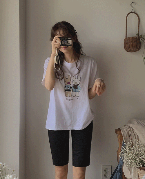 leelin - [델리아 귀여운 트윈스 프린팅 티셔츠 [size:F(55~66)]]♡韓國女裝上衣
