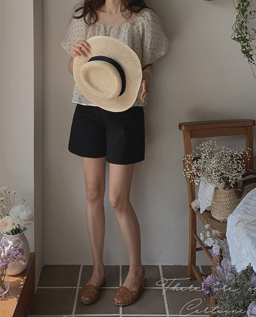 leelin - [아이센 세미 A라인 코튼 3부 팬츠[size:S,M,L)]]♡韓國女裝褲