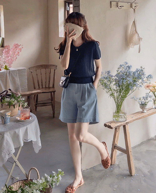 leelin - [모션핀탁 부드럽고 유연한 쿨썸머 밴드팬츠[size:S,M,L]]♡韓國女裝褲