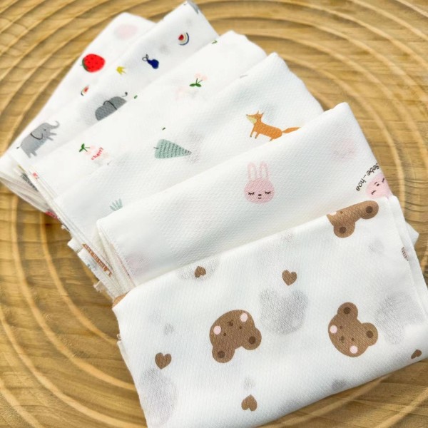 韓國製Le-bebe印花方型紗巾(35cm x 35cm) 30條裝 [款式隨機出貨]